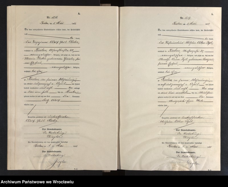 image.from.unit.number "Geburts-Neben-Register Breslau I 1908 Band 4"
