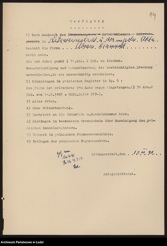 Obraz 16 z jednostki "Abram Dimant- prowadzenie sklepu rzeźniczego"