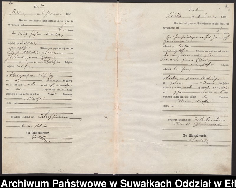 image.from.unit.number "Geburts-Haupt-Register des Königlichen Preussischen Standes-Amtes Bialla Kreis Johannisburg"