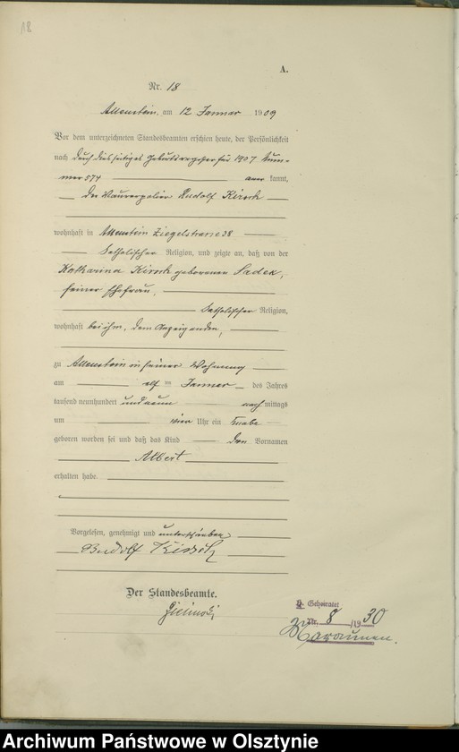 image.from.unit.number "Geburts-Haupt-Register Tom I , Nr 1-439"