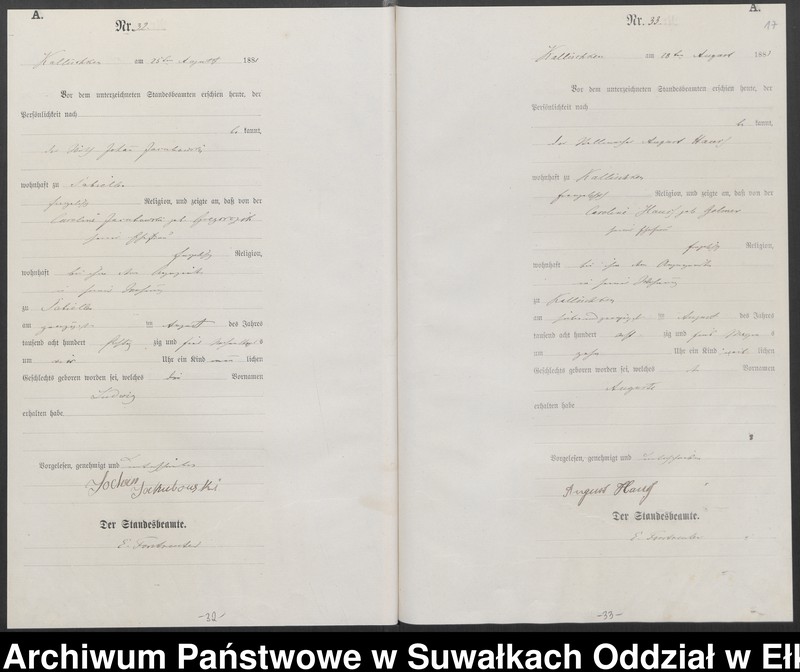 image.from.unit.number "[Geburts-Haupt-Register des Königlich Preussischen Standes-Amtes Kallischken Kreis Johannisburg]"