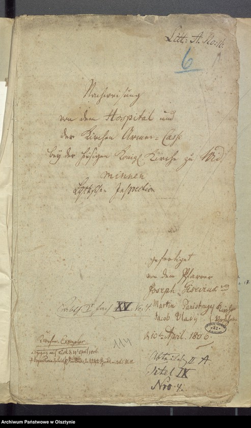 image.from.unit.number "Nachweisung von dem Hospital und der Kirche Armen Casse bey der Königliche Kirche Widminnen"