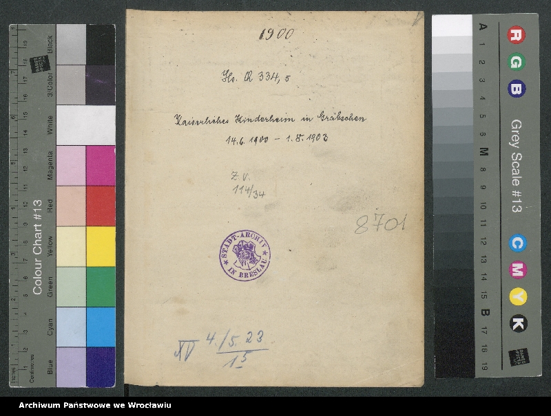 image.from.unit.number "Aufnahmebücher des früh. Kiserl. Kinderheims in Gräbschen"