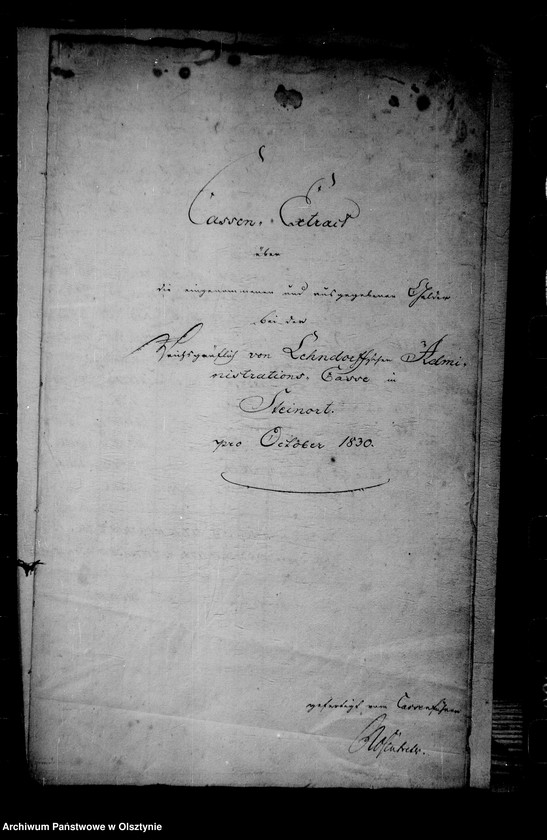 image.from.unit.number "Cassen- Extract ---der Administrations- Casse in Steinort"