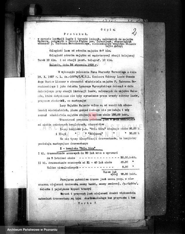 Obraz 6 z jednostki "Uznanie za ochronne powierzchni około 25 ha terenów leśnych pod nazwą,,Bibianna" należących do majątku Malanów powiat turecki"