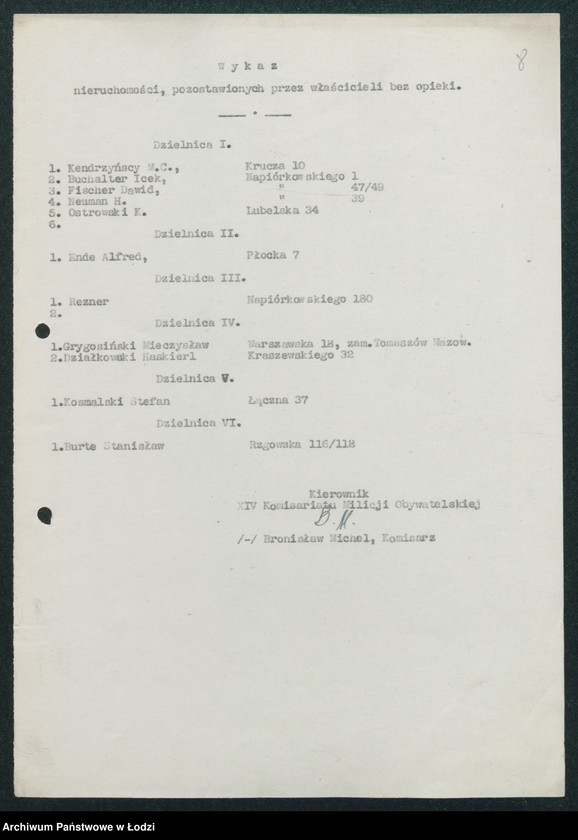 Obraz 10 z jednostki "[Akta XIV Komisariatu Milicji Obywatelskiej - pokwitowania oddanej broni, spisy wolnych lokali, rowerów i motocykli]"
