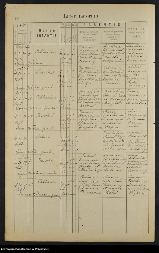 image.from.unit.number "Extractus e libris metricalibus natorum et baptisatorum copulatorum a mortuorum Diocesis Premisliensis decanatus Pruchnicensis parochiae Kosienicensis ex Anno Domini 1896"
