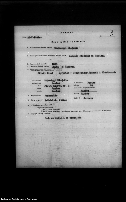 Obraz 7 z jednostki "Kwestionariusz Wodociągów Miejskiej w Rawiczu"