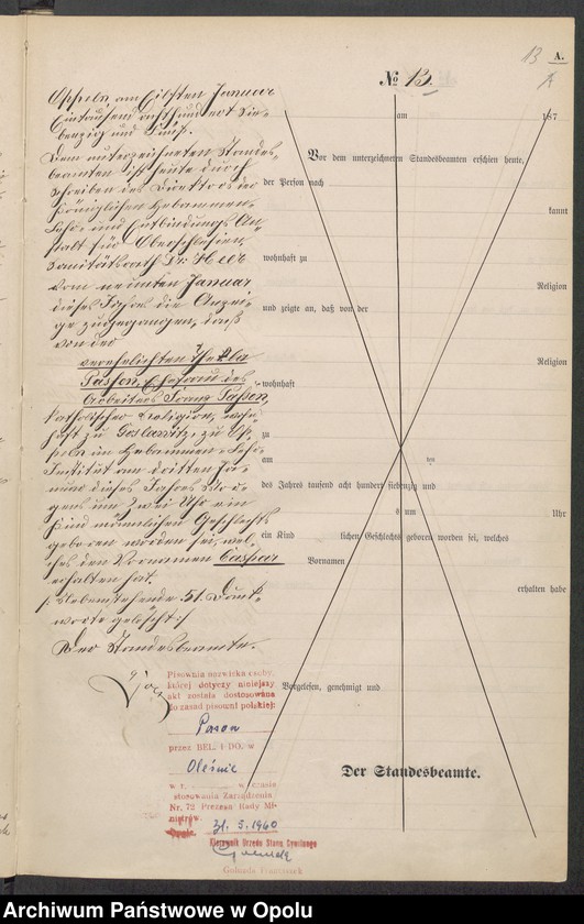 Obraz 17 z jednostki "[Księga urodzeń za rok 1875 Opole nr 1-480]"