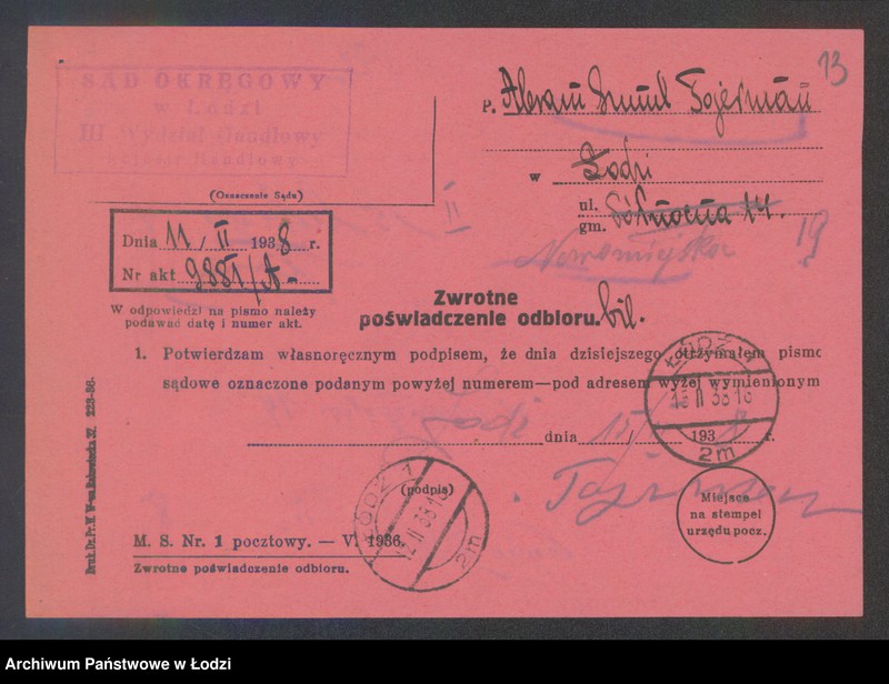 Obraz 15 z jednostki "Abram Szmul Tojerman i Moszek Aron Tojerman- handel dodatkami krawieckimi"