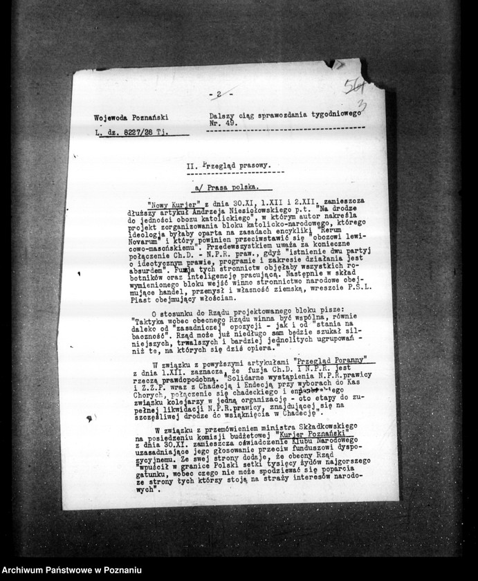 Obraz 7 z jednostki "Sprawozdania sytuacyjne tygodniowe za czas od 30 listopada do 27 grudnia 1928 r."