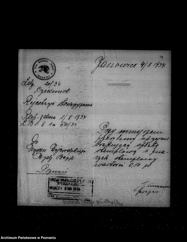 Obraz 8 z jednostki "/Towarzystwo Gimnastyczne „Sokół" w Janowcu powiat Żnin - rejestracja/"