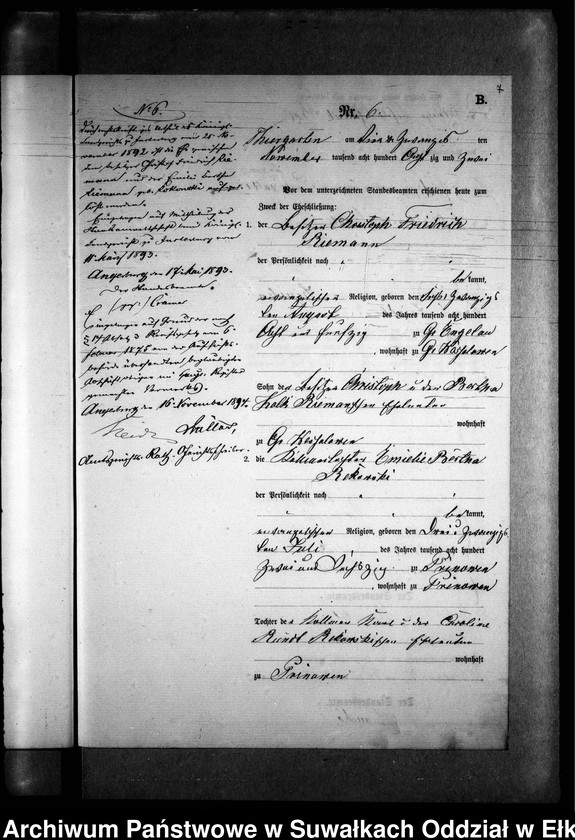 image.from.unit.number "Heiraths-Neben-Register des Preussischen Standes-Amtes Prinowen Kreis Angerburg"