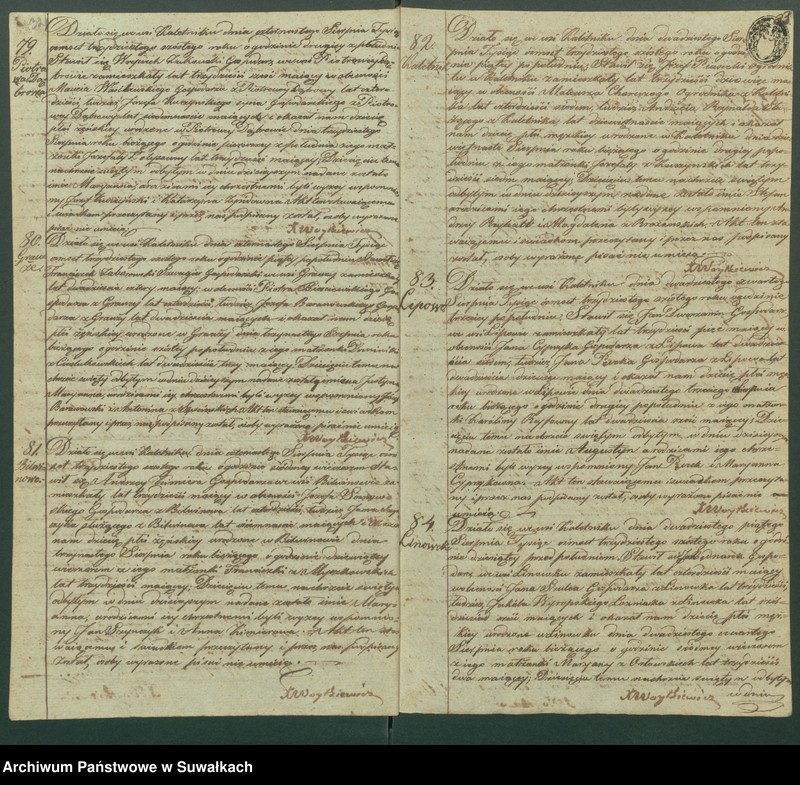 Obraz 19 z jednostki "Duplikat Aktów Urodzonych, Zaślubionych i Umarłych Parafii Kaletnickiey z Roku 1836"