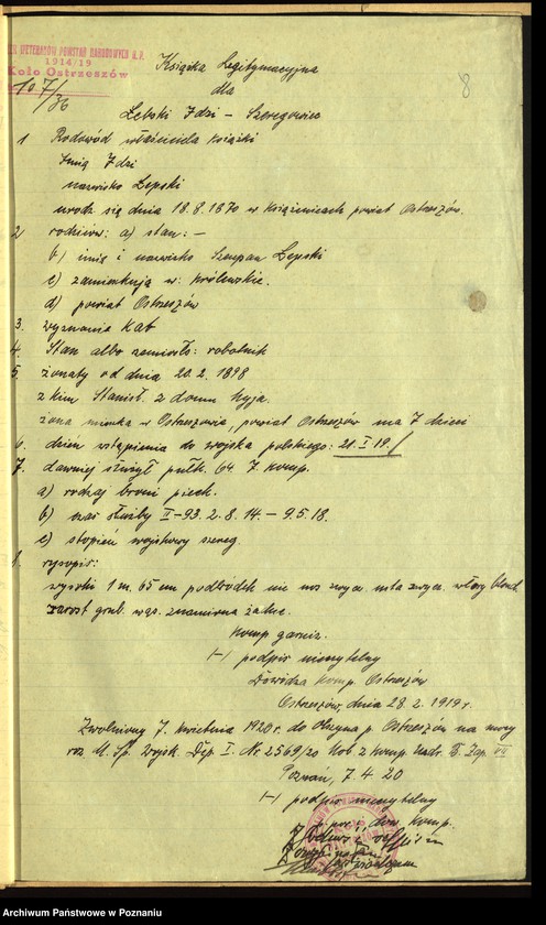Obraz 13 z jednostki "Ostrzeszów, powiat Kępno - akta koła."