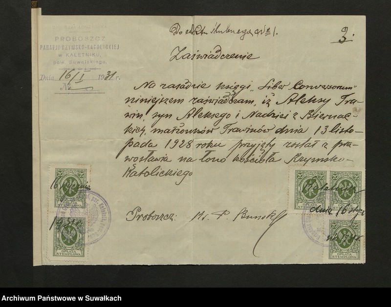 image.from.unit.number "Dokumenty Do aktów zaślubionych Smoleńskiej Rzymsko-Katolickiej parafji za 1931 rok"