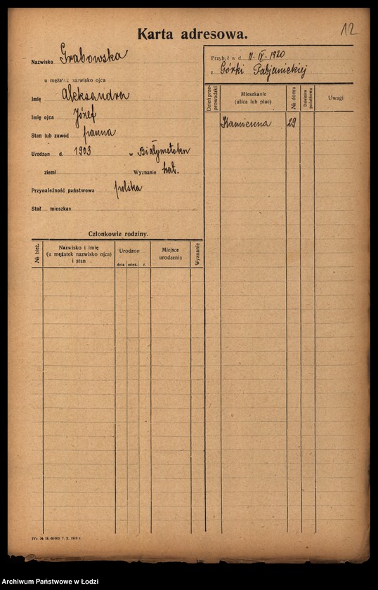 image.from.unit.number "[Spis ludności Łodzi] Grabowska - Graczuchin"