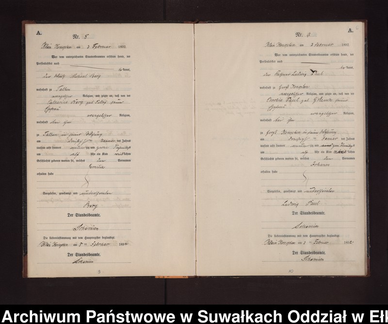 image.from.unit.number "Geburts-Neben-Register des Preussischen Standes-Amtes Gr. Konopken Kreis Loetzen"