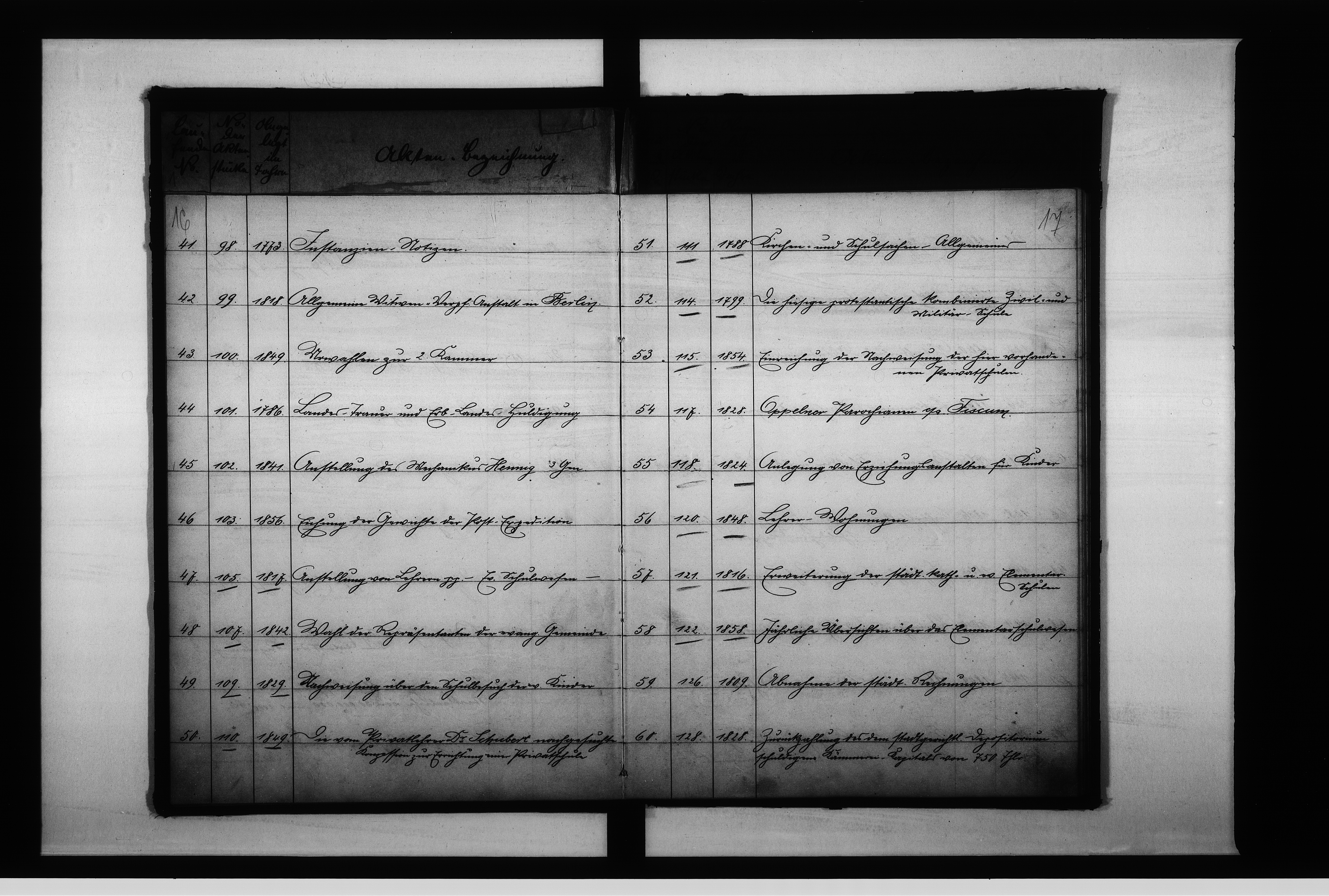 image.from.unit.number "Verzeichniss I über diejenigen Akten welche dem Staats Archiv Breslau übersandt worden sind"