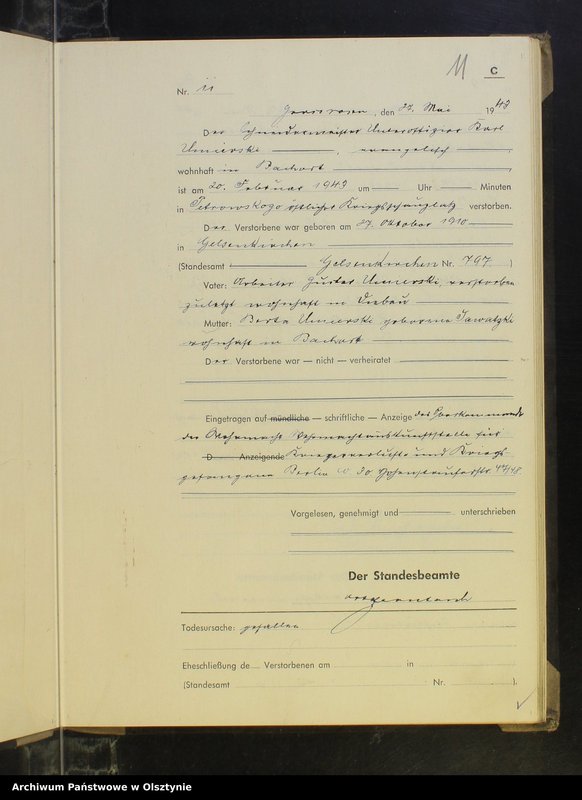 image.from.unit.number "Sterbebuch Nr 1 - 39,1 - 26 i 1"