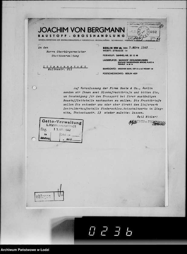 Obraz 16 z jednostki "[Korespondencja z urzędami, instytucjami i firmami] Lit.Ber-Ble"