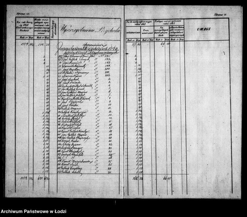 Obraz 19 z jednostki "Rachunek kasy ekonomicznej m. Łodzi za rok 1843"