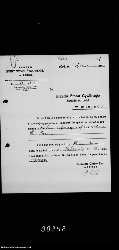 Obraz 8 z jednostki "Akta dotyczące spraw Urzędu Stanu Cywilnego"