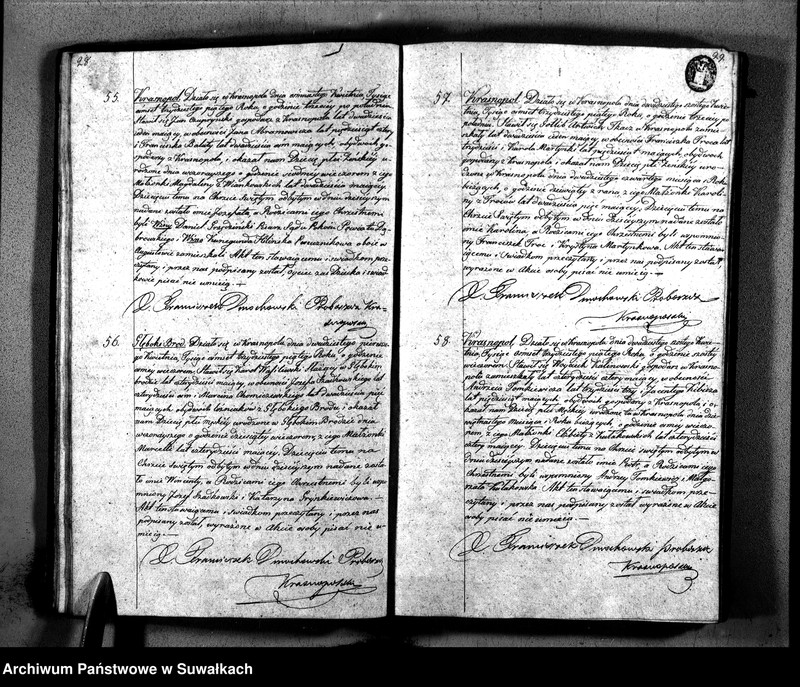 image.from.unit.number "Księga Duplikat Parafii Krasnopolskiey z Roku 1835. Osób Narodzonych, Zaślubionych i Zeszłych."