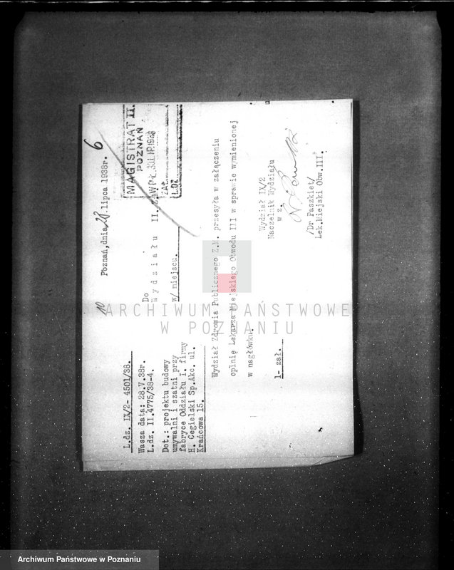 Obraz 10 z jednostki "Zatwierdzenie projektu budowy i urządzenia zakładu przemysłowego nr rej. 1779 / projekt umywalni F-mie H. Cegielski"