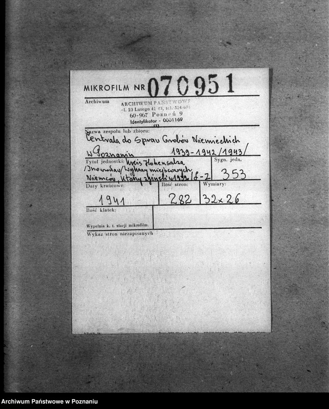 Obraz 2 z jednostki "Kreis Hohensalza (Inowrocław). Wykazy miejscowych Niemców, którzy zginęli w 1939 roku L - Z"