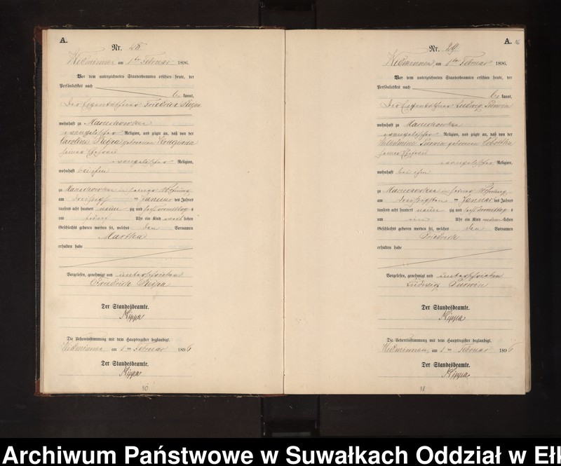 image.from.unit.number "Geburts-Neben-Register des Preussischen Standes-Amtes Widminnen Kreis Loetzen"