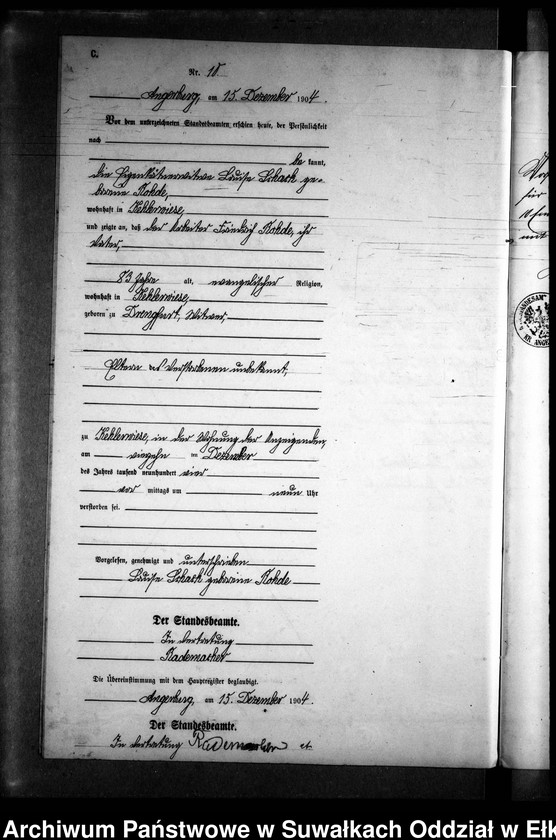 image.from.unit.number "Sterbe-Neben-Register des Preussischen Standes-Amtes Kehlen Kreis Angerburg"