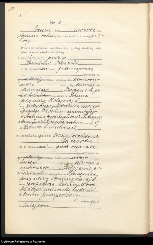 Obraz 13 z jednostki "Księga miejscowa małżeństw tom I [Rejestr główny małżeństw]"
