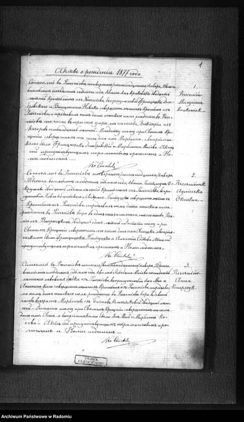 image.from.unit "[Duplikat akt urodzonych, zaślubionych i zmarłych parafii Rzeczniów za 1877 r.]"