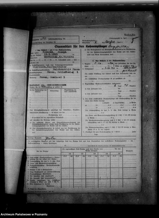 Obraz 9 z jednostki "Personalakten des wissenschaftlichen Angestellten Dr. Josef Nowacki, auch Kaletka, Siuchniński, Rzyski, Wojciechowski und Spychalski"