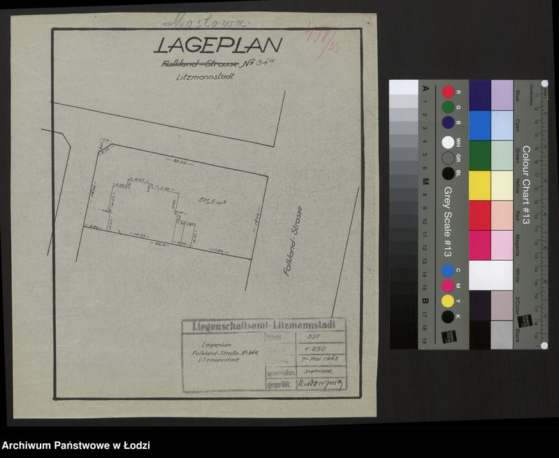 Obraz 1 z jednostki "Lageplan Falkland-Strasse Nr 34a Litzmannstadt"