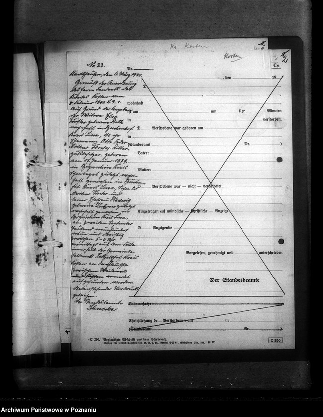 Obraz 6 z jednostki "Kreis Kosten (Kościan). Wykaz miejscowych Niemców, którzy zginęli w 1939 roku"
