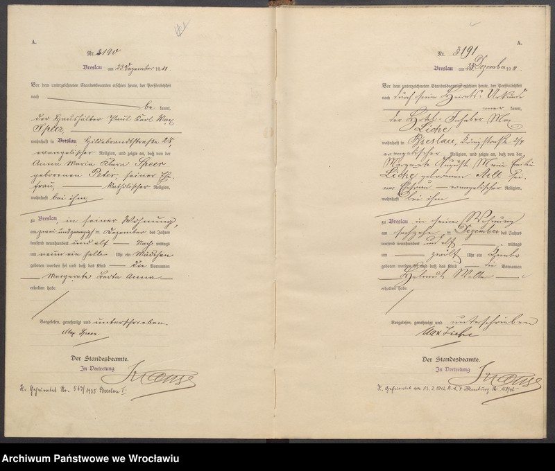 image.from.unit.number "Geburts-Haupt-Register Breslau I 1911 Band 9"