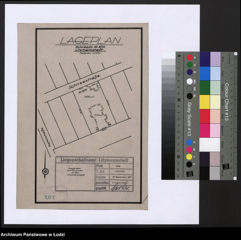 Obraz 1 z jednostki "Lageplan Schneestrasse Nr 8/10 Litzmannstadt"