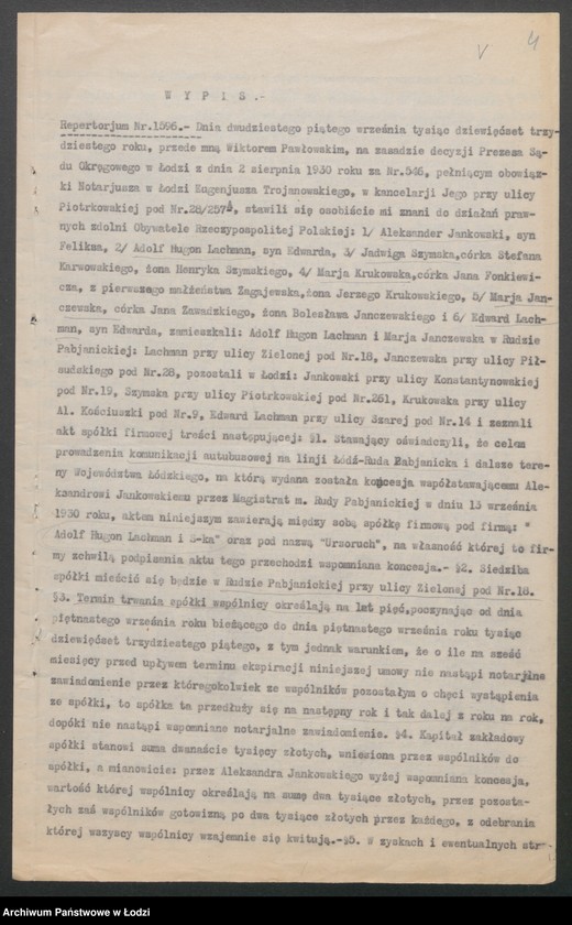 Obraz 6 z jednostki "Adolf Hugon Lachman i S-ka- komunikacja autobusowa Łódź- Ruda Pabianicka"