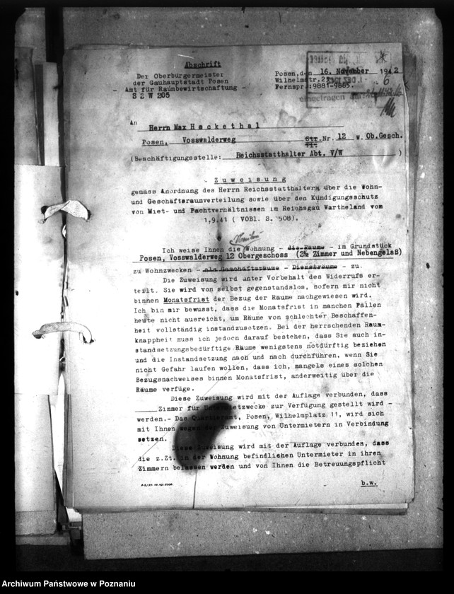 Obraz 11 z jednostki "Wohnungszuweisungen für Deutsche. Verdrängung der Polen."