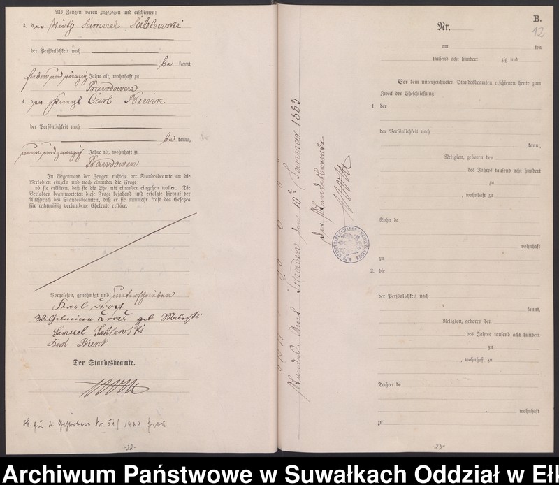 image.from.unit.number "Heiraths-Haupt-Register des Königlich Preussischen Standes-Amtes Schaden Kreis Sensburg"