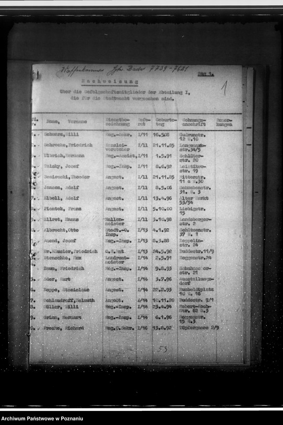 Obraz 5 z jednostki "Nachweisung der Gefolgschaftsmitglieder für den Nachtdienst"