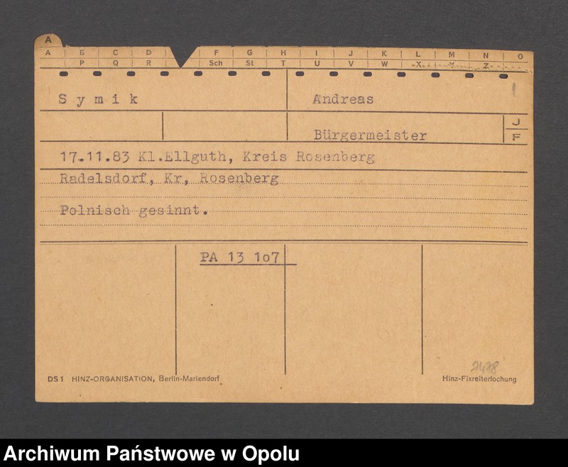 Obraz 3 z jednostki "[Symik Andreas, ur. 17.11.1883 r. Klein Ellguth]"