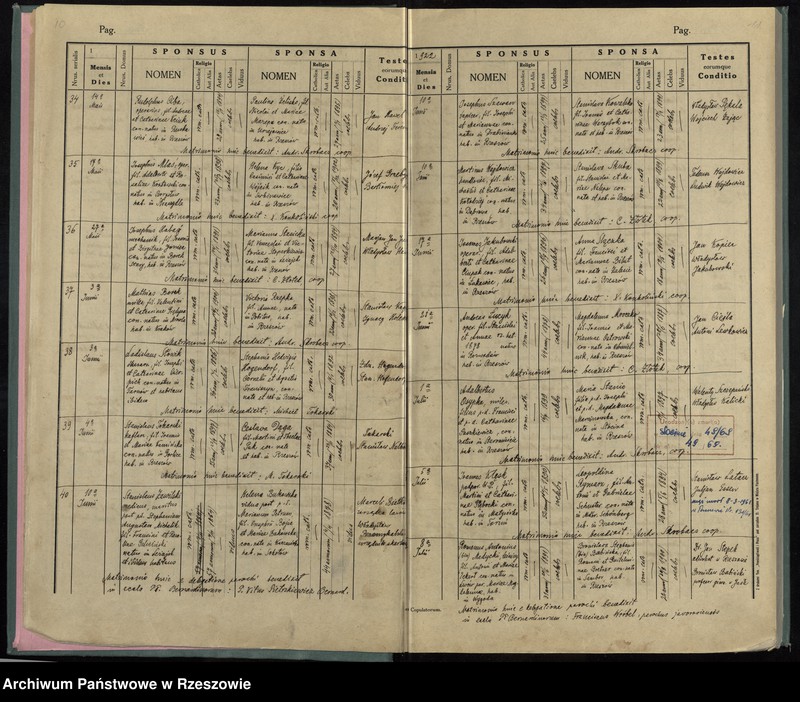 image.from.unit.number "Księga małżeństw Parafia Rzymskokatolicka Rzeszów oraz Pobitno, Staroniwa, Wilkowyja, Załęże, Zwięczyca"