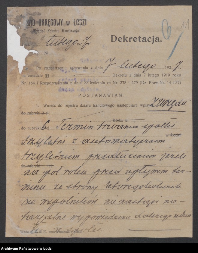 Obraz 13 z jednostki "Ludwik Wagner- właściciele Berta Wagner i Bracia Stegeman- prowadzenie farbiarni i wykończalni"