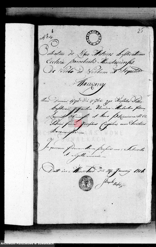 image.from.unit.number "Annexa urodzonych metryk Gminy Święto Jeziorskiej powiatu sejneńskiego 1816"