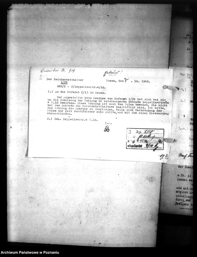 Obraz 6 z jednostki "Wohnungszuweisungen für Deutsche. Verdrängung der Polen."