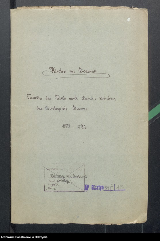 image.from.unit.number "Tabelle der Kirch und Land Schulen des Kirchspiels Bosemb"