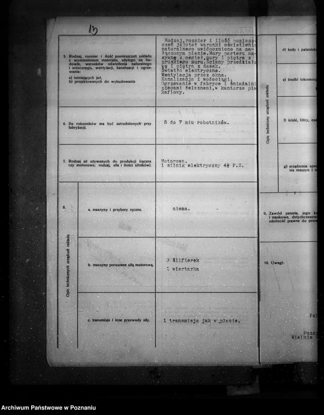 Obraz 17 z jednostki "Zatwierdzenie zakładu przemysłowego /szlifierni szkła/ W. Jagodzińskiego w Poznaniu"